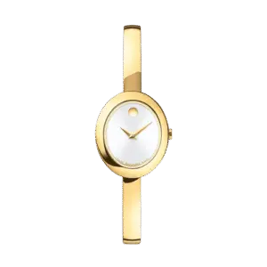 Epic Watches Museum-style bangle women’s watch with black minimalist dial and gold-tone stainless steel bracelet