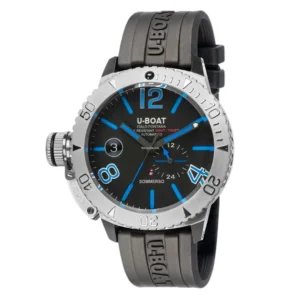 u boat stainless steel case black rubber strap watch